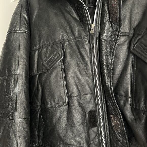Wilsons The Leather Experts Black Vintage Leather Bomber Jacket Men's Size 1X - Picture 2 of 7